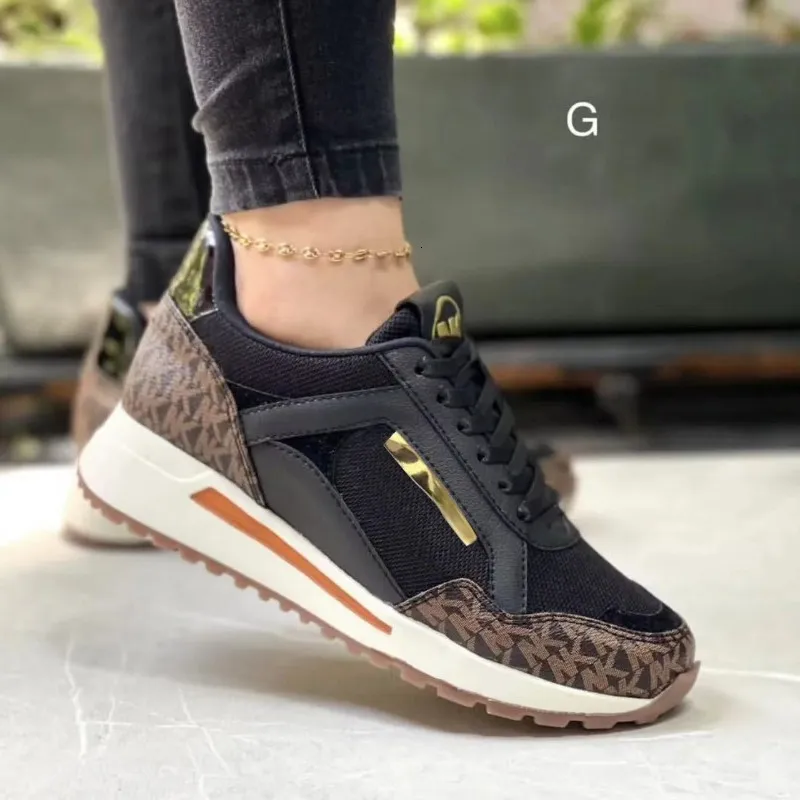 2024 Nuevo estilo Women Wellers Sneakers Lace - Up Breathable Sports Casual Platform Cotwear Femenino Damas Vulcanizados Zapatos