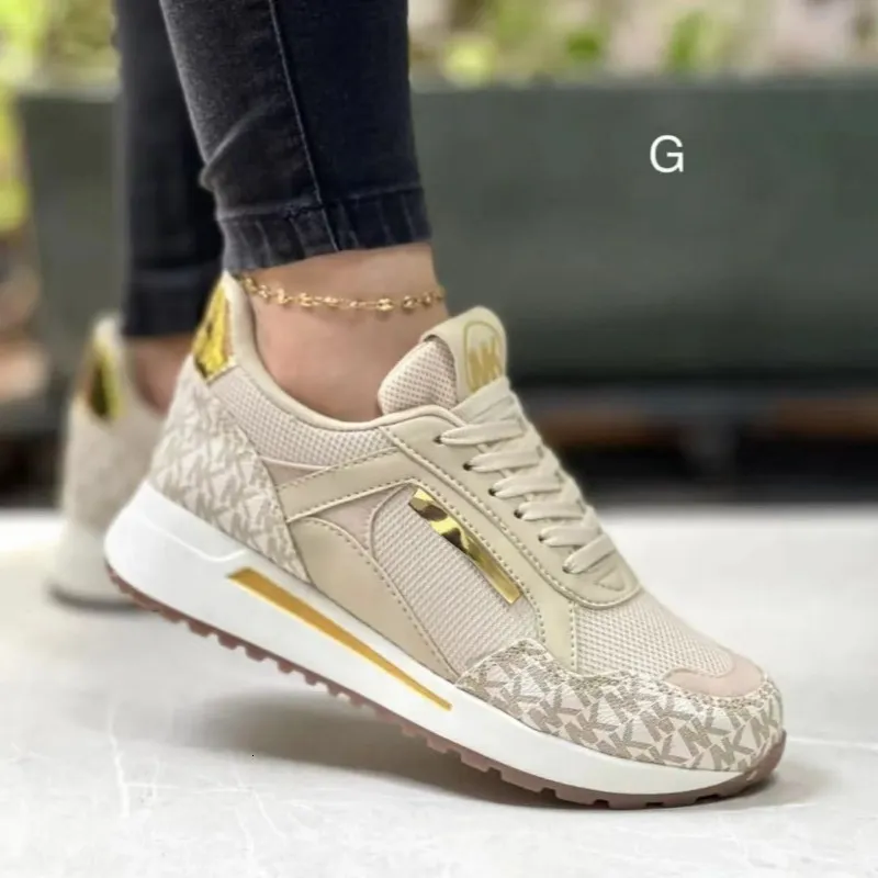 2024 Nuevo estilo Women Wellers Sneakers Lace - Up Breathable Sports Casual Platform Cotwear Femenino Damas Vulcanizados Zapatos