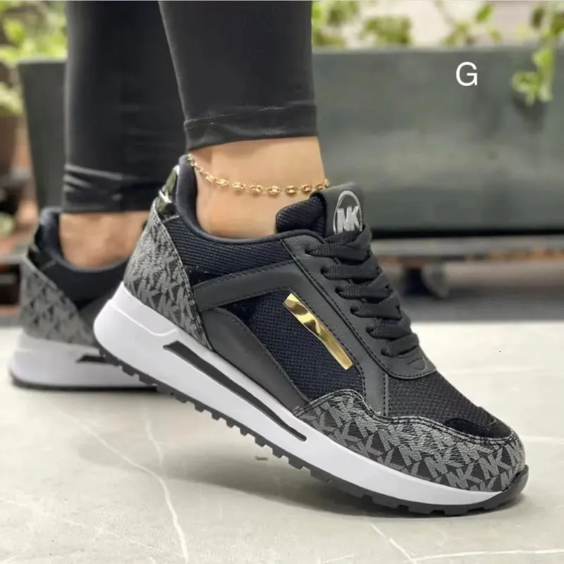 2024 Nuevo estilo Women Wellers Sneakers Lace - Up Breathable Sports Casual Platform Cotwear Femenino Damas Vulcanizados Zapatos