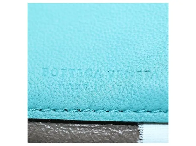 Autre Marque BOTTEGAVENETA INTRECCIATO Tarjetero Piel Azul Turquesa Auth ki3762 