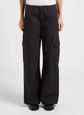 BAGGY CARGO - Pantalón ancho de algodón con talle medio alto en negro