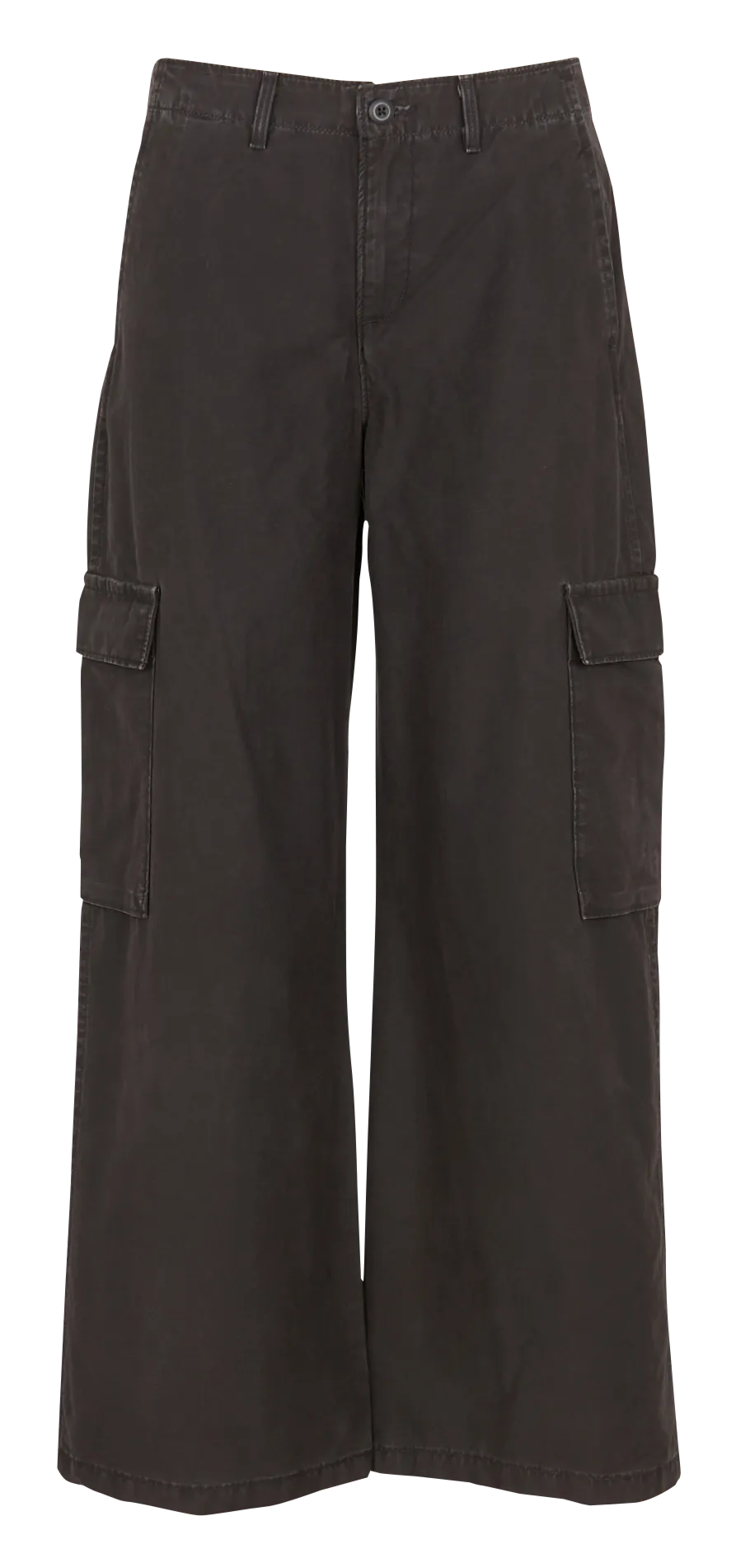 BAGGY CARGO - Pantalón ancho de algodón con talle medio alto en negro