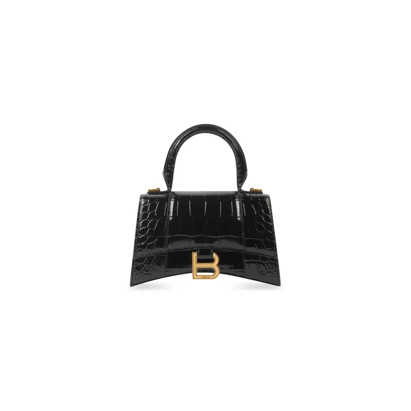 Balenciaga - Hourglass Piel de Cocodrilo Negro