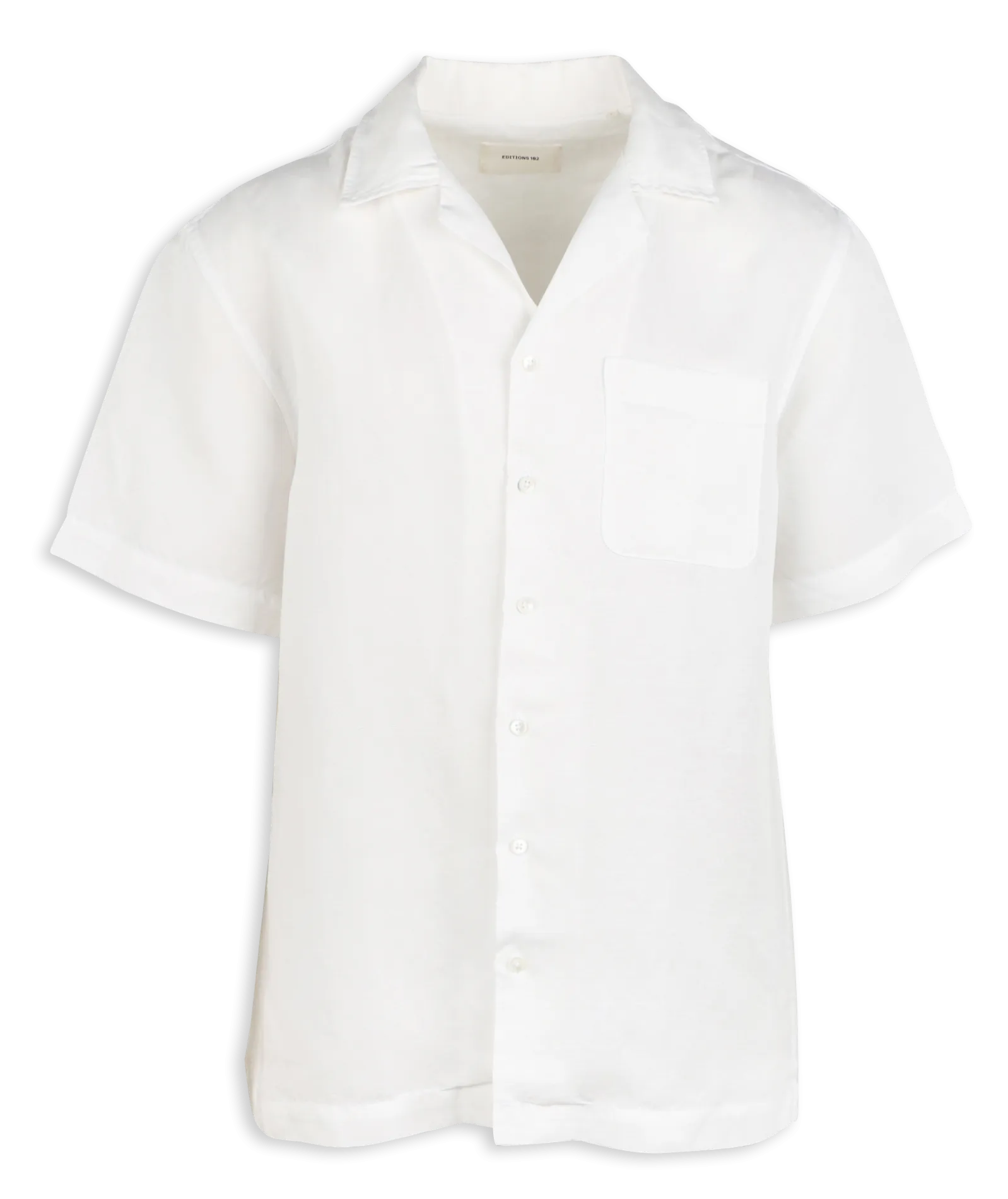 BARAC - Camisa recta de mezcla de lino con cuello cubano en blanco