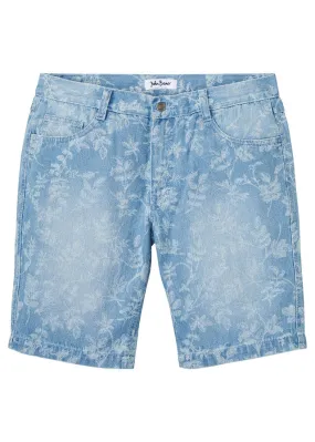 Bermudas vaqueras de corte holgado Azul claro denim estampado