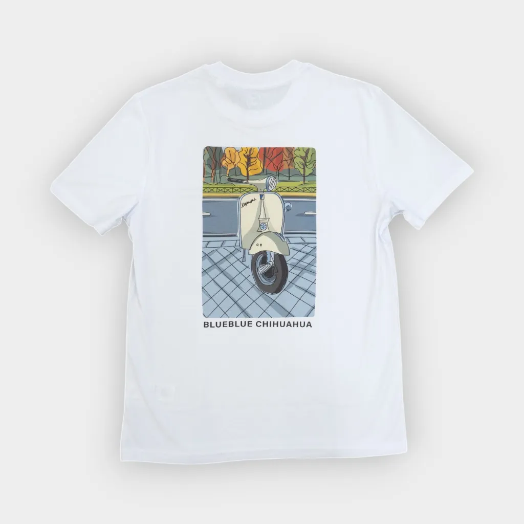 Blueblue Chihuahua – Camiseta algodón orgánico Vespa leyenda white