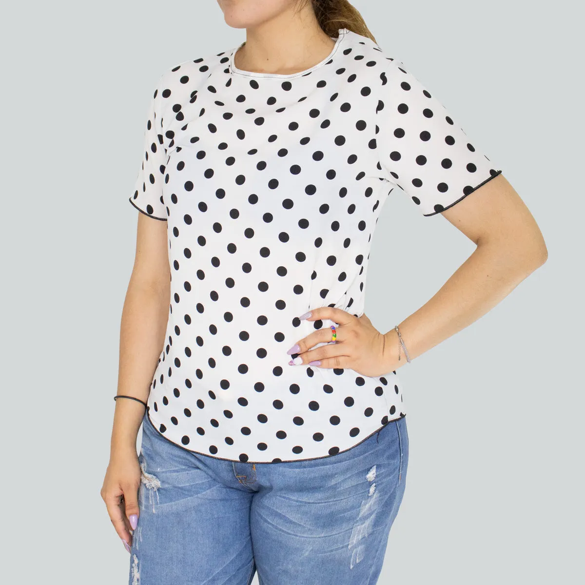 Blusa Casual para Dama con Diseo de Puntos