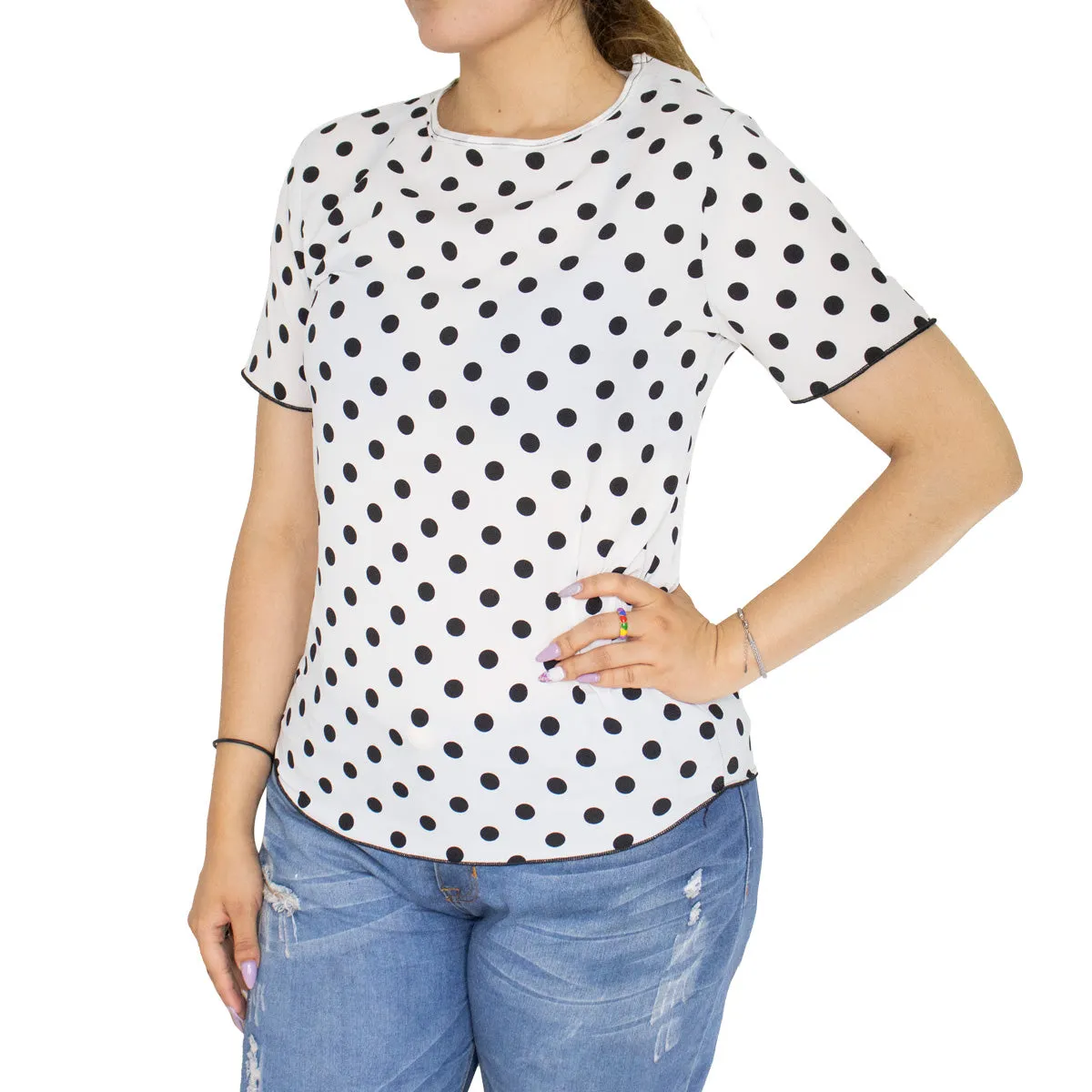 Blusa Casual para Dama con Diseo de Puntos