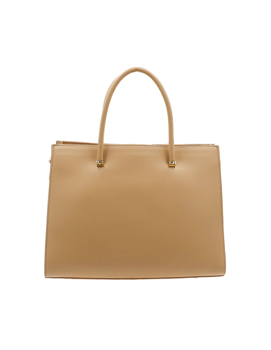 Bolsa Satchel Doble asa Color Beige Exterior Piel sintética de RBCOLLECTION