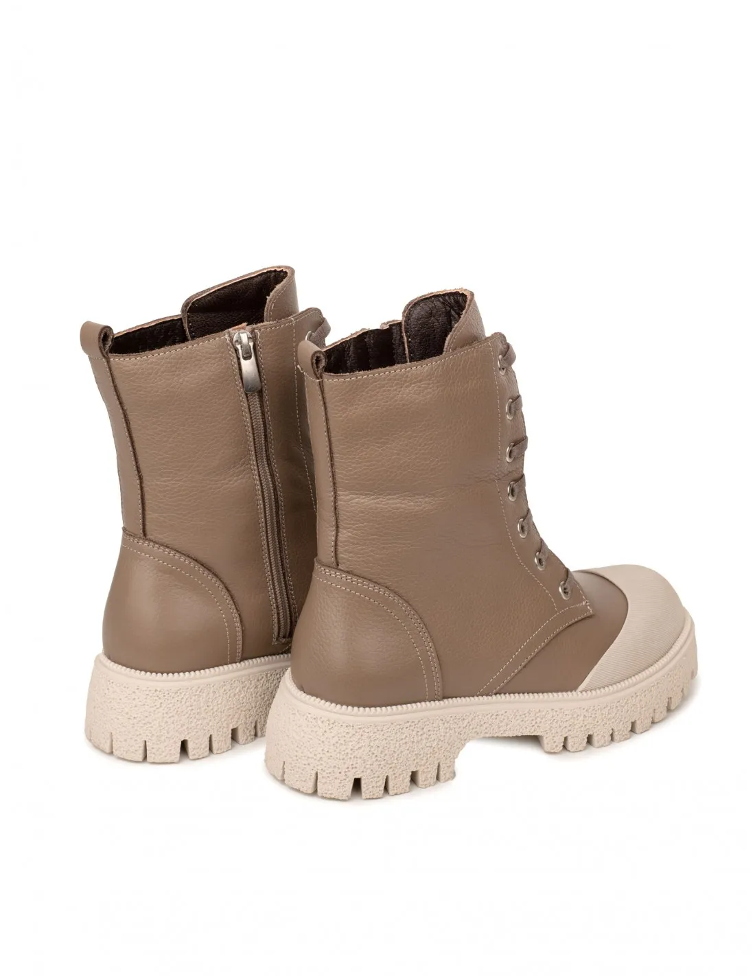 Botas Cordones Plataforma Puntera Taupe