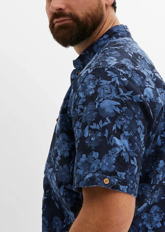 Camisa de manga corta Azul con flores