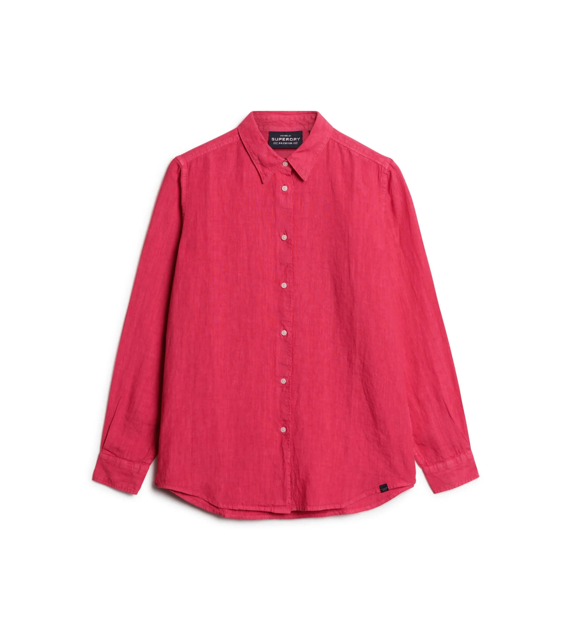 Camisa informal de lino con corte boyfriend rosa