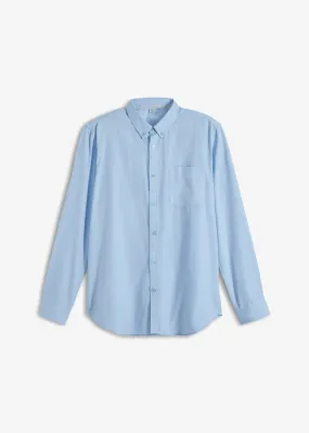 Camisa Oxford de manga larga básica Azul claro