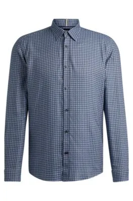 Camisa regular fit en cambray estampado