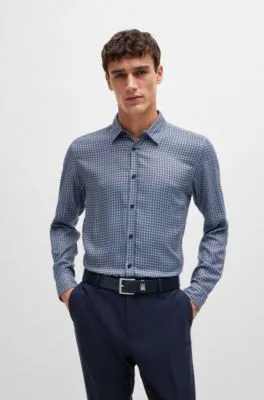 Camisa regular fit en cambray estampado