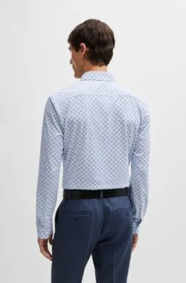 Camisa slim fit en punto de algodón estampado