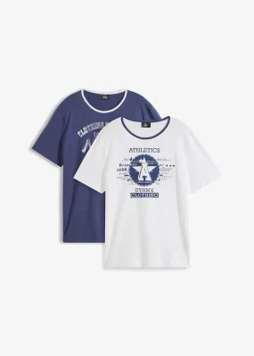 Camiseta (2 unidades) blanco - índigo estampado