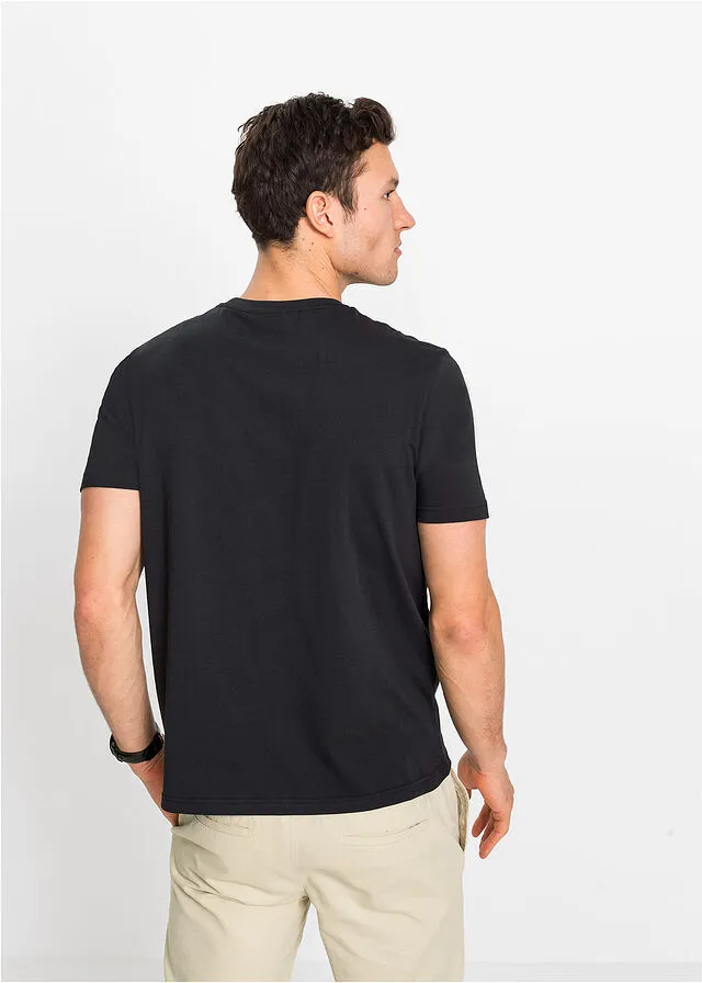 Camiseta (2 unidades) de corte cómodo Negro-turquesa estampado