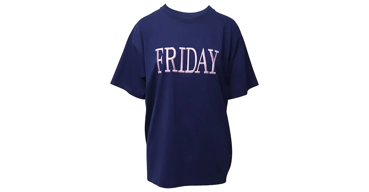 Camiseta Alberta Ferretti Friday de Algodón Azul Marino 