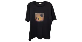 Camiseta con estampado de palmeras de algodón negro de Saint Laurent 