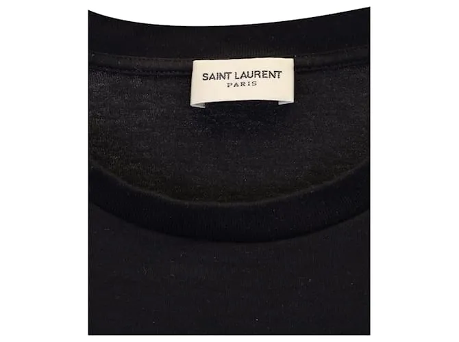 Camiseta con estampado de palmeras de algodón negro de Saint Laurent 