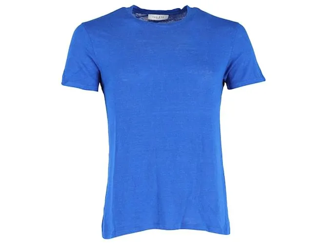 Camiseta de cuello redondo Sandro Paris en lino azul 