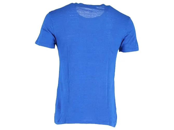 Camiseta de cuello redondo Sandro Paris en lino azul 