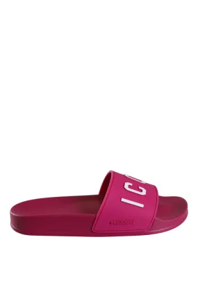 Chanclas fucsia con logo icon blanco