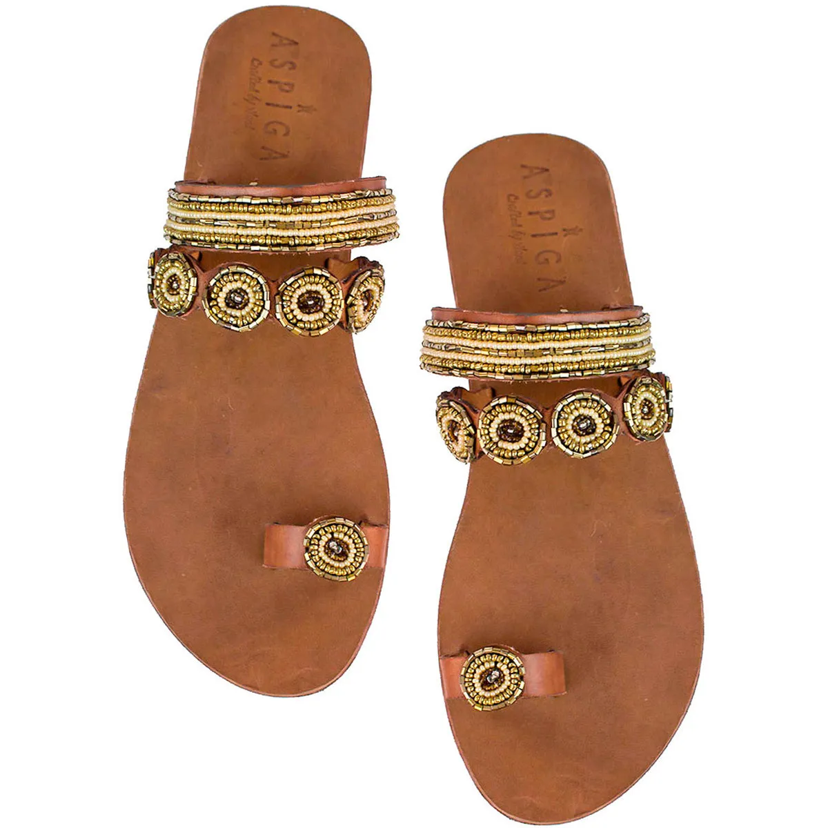 Chanclas Mujer Mabha Flat Sandal Aspiga Oro