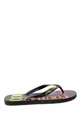 Chanclas negras multicolor all over logo