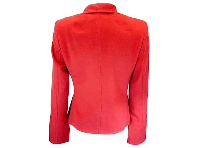 Chaqueta de lana y angora con botones de ladrillo Akris Punto Roja 