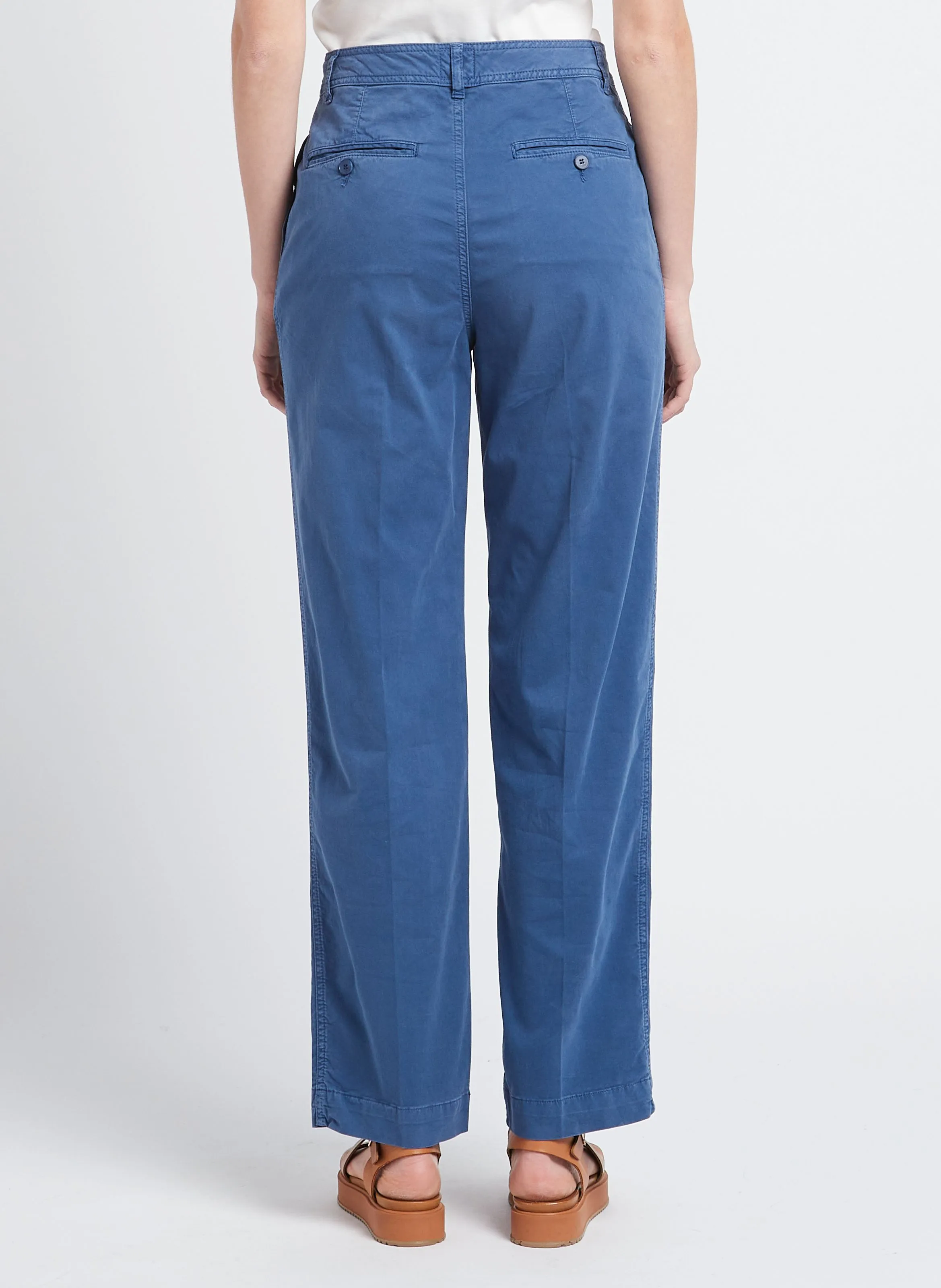 CHINO - Pantalón tapered plisado de mezcla de algodón en azul