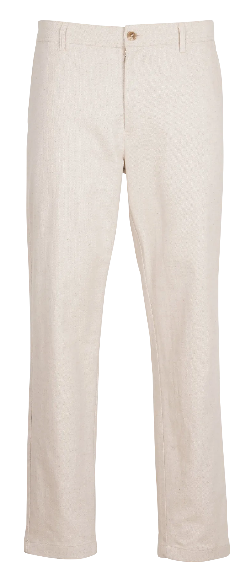 COMO - Pantalón recto de algodón y lino en blanco