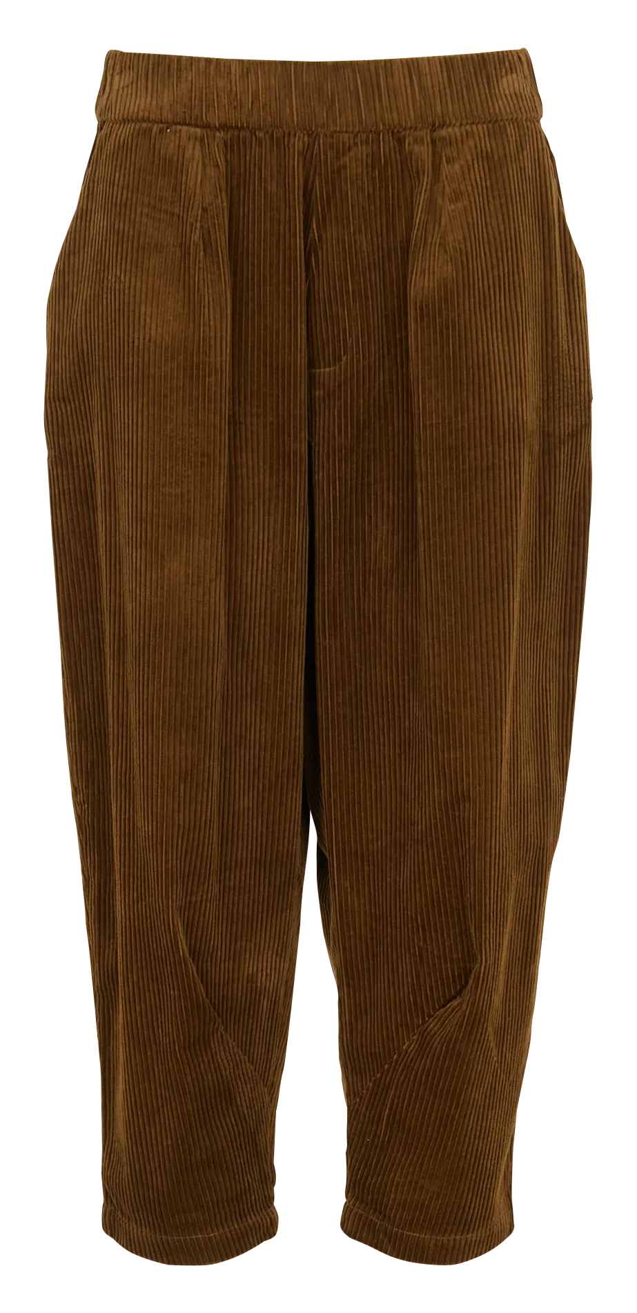 CRYSTA - Pantalón tapered de canalé de algodón en caqui