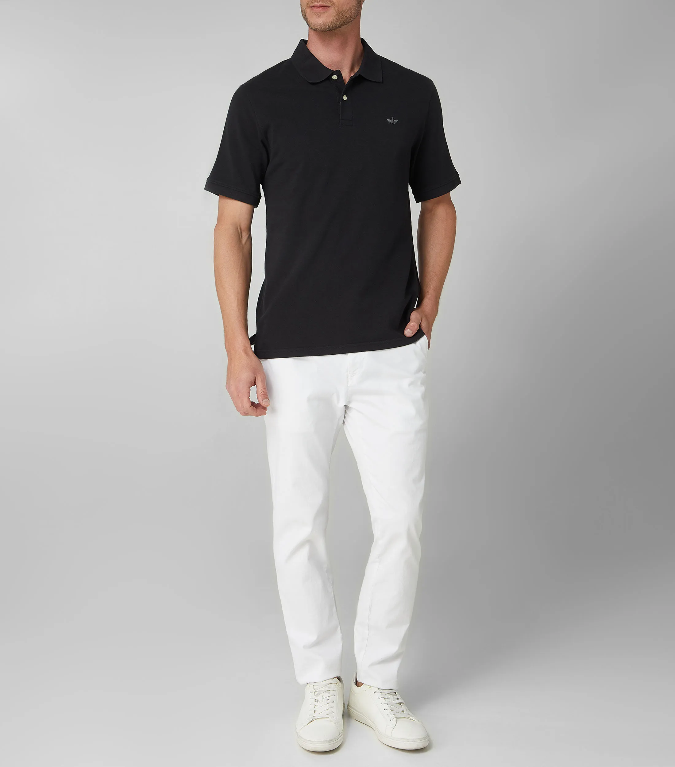 Dockers Playera tipo Polo negra con manga corta Hombre