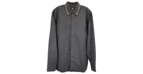 Fendi Camisa Con Cuello Italiano De Algodón Negro 