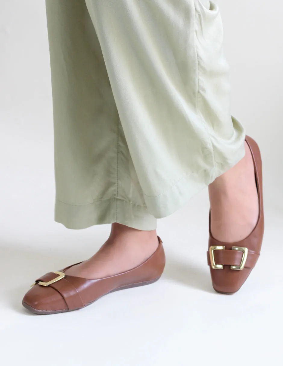 Flats clásicas Gosth en Piel vegana – Café