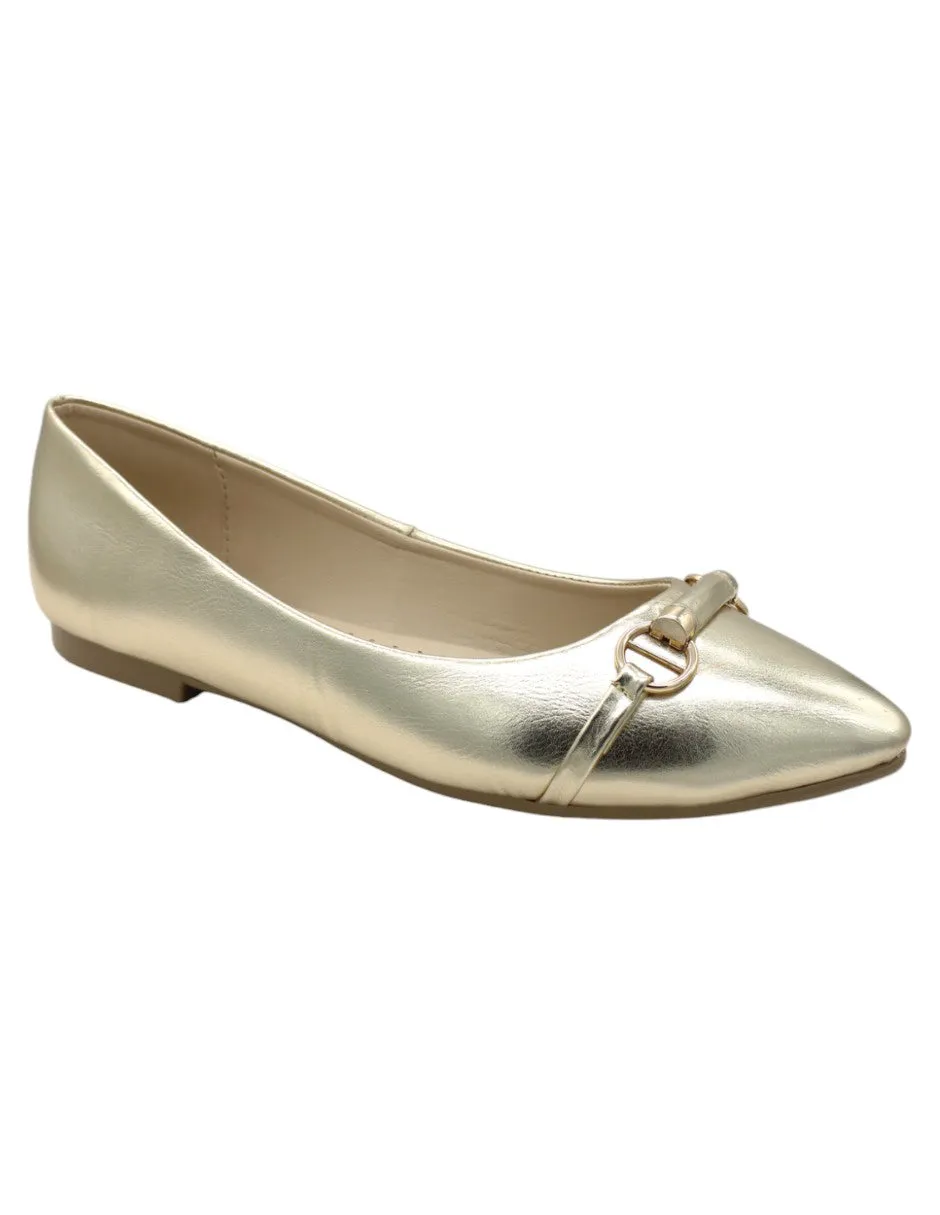 Flats puntales Classy en Piel vegana – Oro