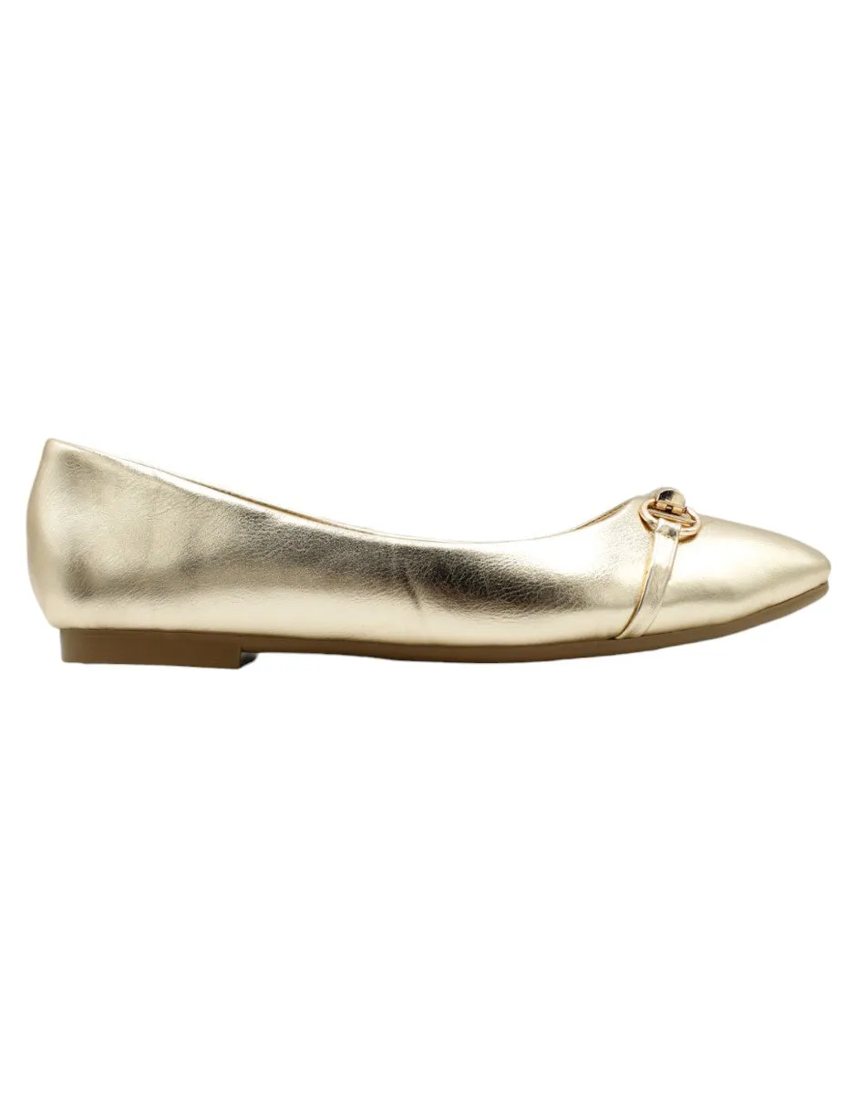 Flats puntales Classy en Piel vegana – Oro