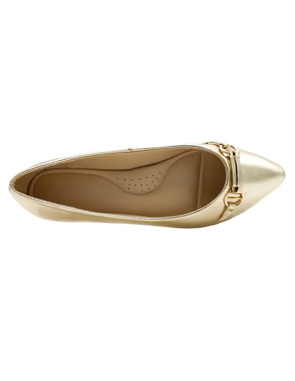 Flats puntales Classy en Piel vegana – Oro