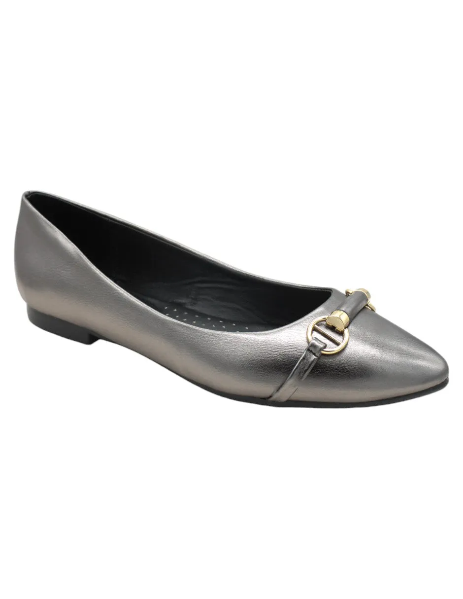 Flats puntales Classy en Piel vegana – Plata