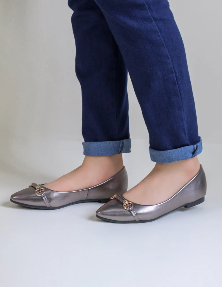 Flats puntales Classy en Piel vegana – Plata