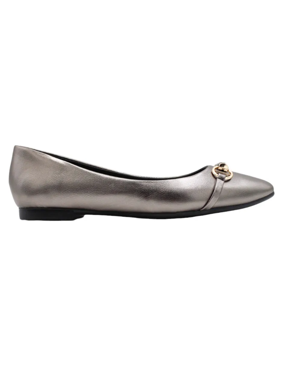 Flats puntales Classy en Piel vegana – Plata