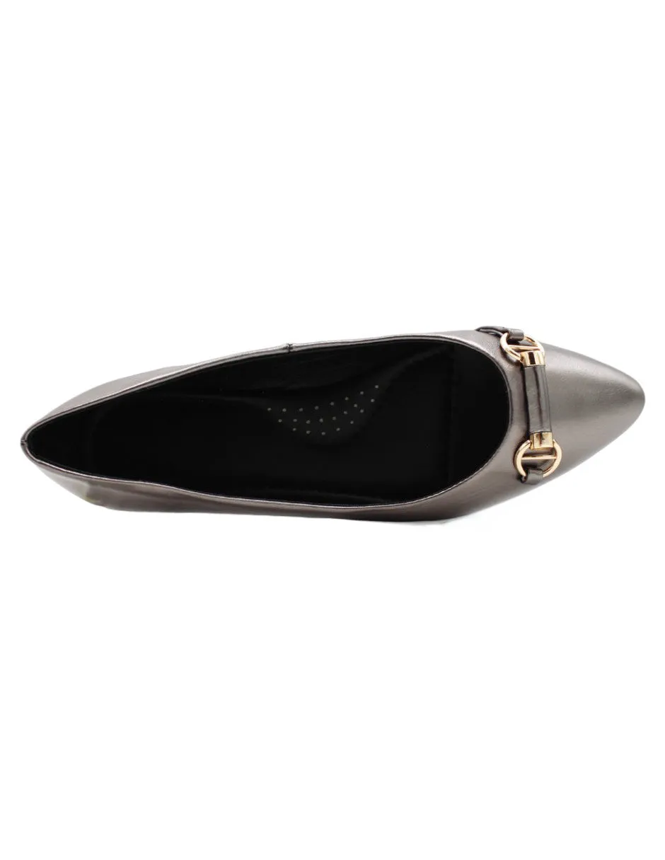 Flats puntales Classy en Piel vegana – Plata