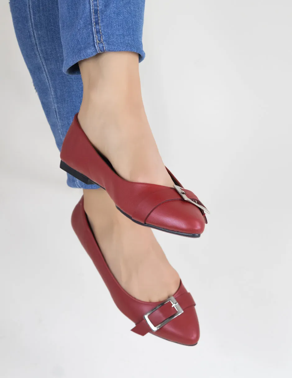 Flats puntales en Piel vegana - Rojo