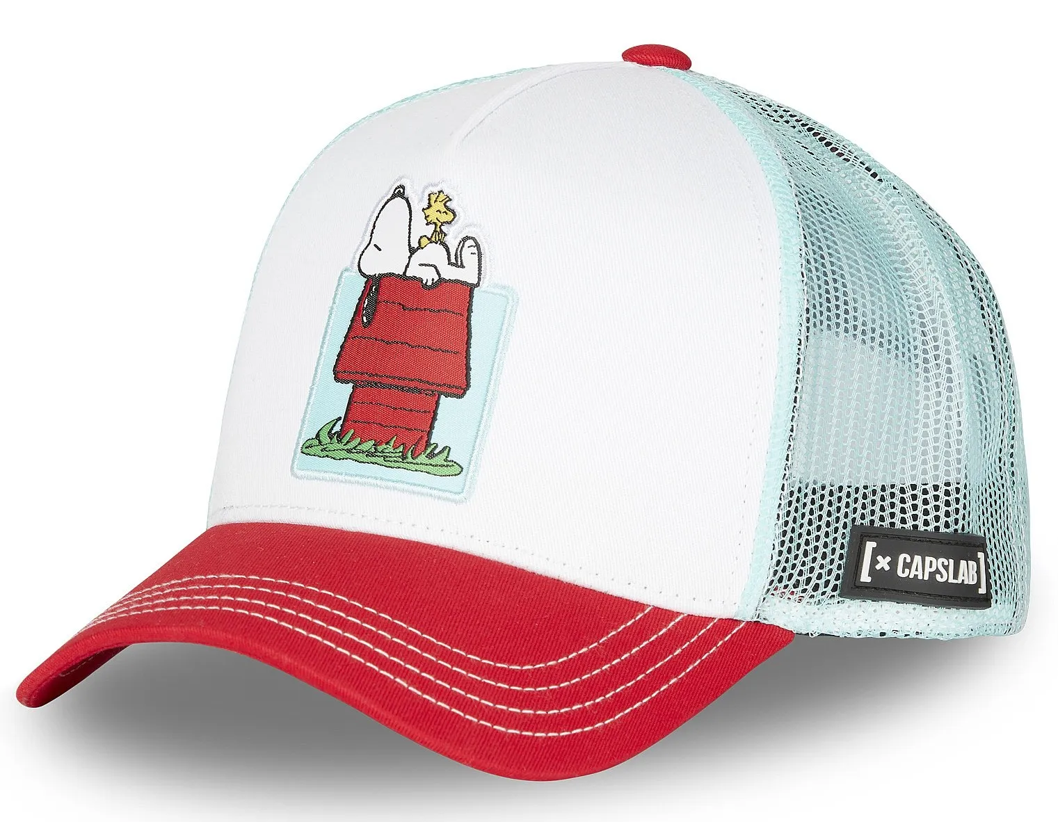 gorra con visera Capslab Peanuts Trucker - Snoopy And Woodstock/White/Red/Aqua - men´s