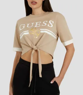 Guess Playera de cuello redondo y manga corta con nudo Mujer