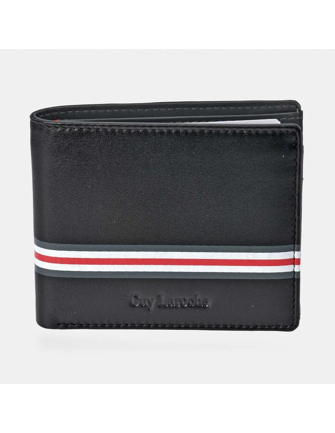 GUY LAROCHE Cartera horizontal con tarjetero para hombre en piel Rayas