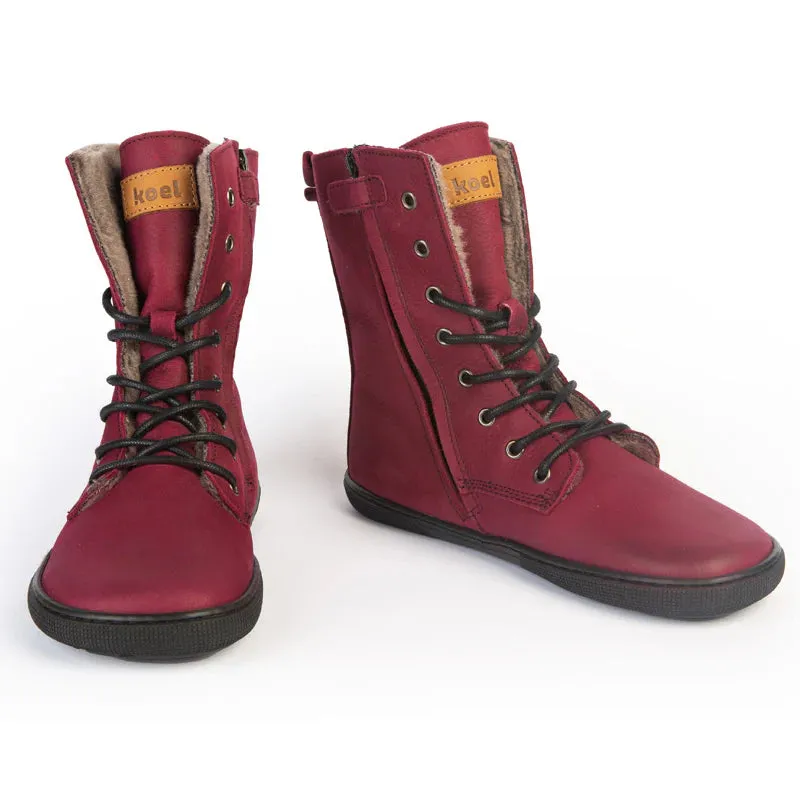 Koel - Faro Lambswool Bordo - Botas barefoot calientes