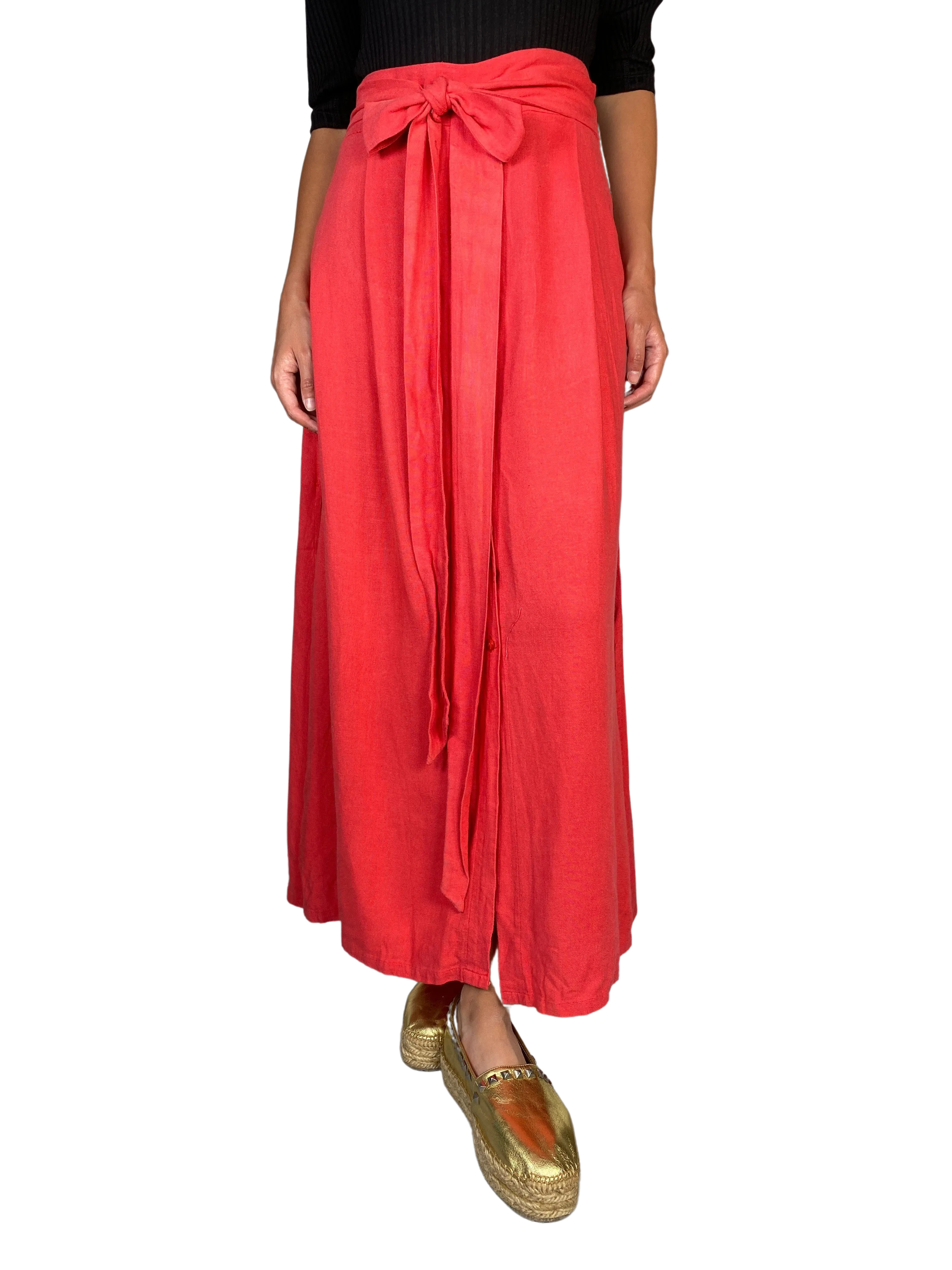 LALALOU Falda Maxi Lino Coral